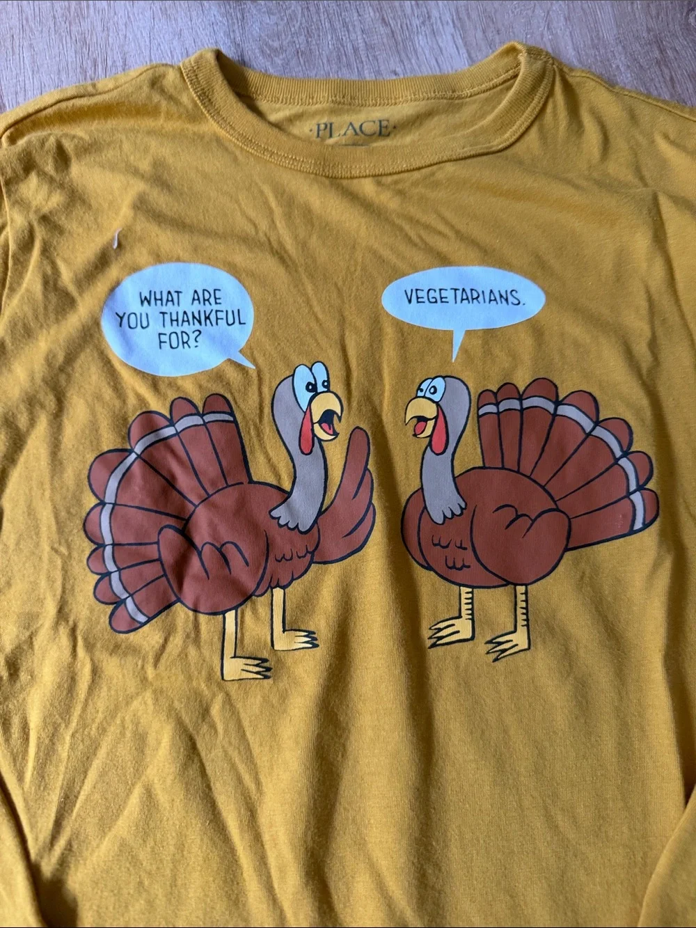 The Children's Place Mustard Yellow Turkey Graphic Long Sleeve Tee size medium